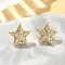 Star Brass Micro Pave Clear Cubic Zirconia Stud Earrings, Lead Free & Cadmium Free, Long-Lasting Plated, Real 18K Gold Plated, 12.5x13.5mm