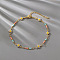 Flower Brass Enamel Link Anklets, White, 9-7/8 inch(250mm)