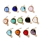 Brass Stud Earring Findings, with Glass and 304 Stainless Steel Pins & Horizontal Loops, Cadmium Free & Nickel Free & Lead Free, Light Glod, Teardrop, Mixed Color, 13x10x5mm, Hole: 1.8mm, Pin: 0.8mm