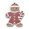 Wood Pendants, Christmas Theme Charms, Gingerbread Man, 44.5x34.5x2.5mm, Hole: 1.8mm