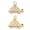 Brass Pave Clear Cubic Zirconia Pendants, Cadmium Free & Lead Free, Tortoise, with Jump Ring, Tortoise, 12x18x4mm, Hole: 5mm