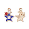 Alloy Enamel Pendants, Light Gold, Star Charm, Colorful, 17.5x12x1.5mm, Hole: 2mm