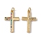 Brass Micro Pave Colorful Cubic Zirconia Pendants, with Jump Ring, Cadmium Free & Nickel Free & Lead Free, Rack Plating, Cross, Real 18K Gold Plated, 25.5x15.5x2mm, Hole: 3mm