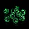 Luminous Glass Bead, Glow in the Dark,  Cube, Blue, 11x11x10mm, Hole: 1.6mm