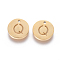 304 Stainless Steel Charms, Ion Plating (IP), Flat Round, Letter Q, 10x1~1.5mm, Hole: 1mm
