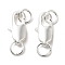 Brass Lobster Claw Clasps, with Jump Rings, 925 Sterling Silver Plated, 12x6x2.5mm, Hole: 3mm