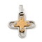 Ion Plating(IP) 304 Stainless Steel Pendants, Cross Charm, Golden & Stainless Steel Color, 19x19x4mm, Hole: 4x3.5mm