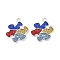 Alloy Rhinestone Pendants, Puzzle Autism Symbol, Colorful, Platinum, 22x20.5x1.5mm, Hole: 1.8mm