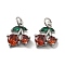 Brass Micro Pave Cubic Zirconia Pendants, Cadmium Free & Nickel Free & Lead Free, Cherry Charms, with Jump Ring, Platinum, 13.5x12.5x4.5mm, Hole: 3mm