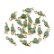 Natural Green Aventurine Connector Charms, Rectangle Links with Real 18K Gold Plated Brass Double Loops, 15x4x4mm, Hole: 1.4~2mm