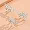 Leaf & Butterfly Alloy with Crystal Rhinestone Finger Rings, Platinum, Inner Diameter: 18mm