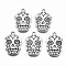 Alloy Crystal Rhinestone Pendants, Cadmium Free & Lead Free, Skull with Flower, Antique Silver, 27x18x3mm, Hole: 2mm