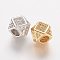 Brass Micro Pave Cubic Zirconia Beads, Rhombus, Mixed Color, 7x7x7mm, Hole: 3.5mm