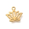 304 Stainless Steel Charms, Laser Cut, Lotus Charm, Real 18K Gold Plated, 11x10x1mm, Hole: 1.2mm