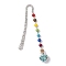 7 Chakra Gemstone Bead & Synthetic Turquoise Glass Heart Wishing Bottle Pendant Bookmarks, Alloy Hook Bookmarks, 153mm