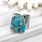 Oval Brass with Synthetic Turquoise Cuff Rings, Platinum, Inner Diameter: 18mm