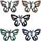 5Pcs 5 Colors Computerized Embroidery Cloth Sew on Patches, Costume Accessories, Appliques, with Paillette & Plastic Beads, Butterfly, Mixed Color, 45.5x76.5x6.5mm, 1pc/color