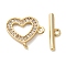 Brass Micro Pave Clear Cubic Zirconia Toggle Clasps, Cadmium Free & Nickel Free & Lead Free, Heart, Real 18K Gold Plated, 19mm, Ring: 11.5x13x1mm, Hole: 0.9mm, Bar: 13x4x2mm, Hole: 0.9mm