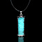 Glass Wishing Bottle with Synthetic Luminaries Stone Pendant Necklace, Glow In The Dark Drifting Bottle Necklace for Women, Cyan, 17.32 inch(44cm)
