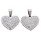 201 Stainless Steel Pendants, with Crystal Rhinestone and Stainless Steel Snap On Bails, Heart, Stainless Steel Color, 19x22x3mm, Hole: 3x7mm
