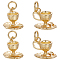 Brass Pendants, with Jump Rings, Cadmium Free & Lead Free, Cup with Saucer & Word Roya, Real 18K Gold Plated, 15mm, Hole: 3.3mm, about 10pcs/box