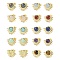 Natural Mixed Stone Stud Earrings, with Golden Tone Rack Plating Brass Findings, Sun, 14.6x10.9mm