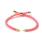 Adjustable Nylon Cotton Cord Making, with Rack Plating Brass Findings, Golden, Tomato, 4-3/4~8-7/8 inch(12~22.5cm), 3mm, Hole: 2mm