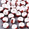 Handmade Bumpy Lampwork Beads, Abacus with Goldfish, Red, 14~15x12~13x8~9mm, Hole: 2mm