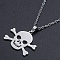 Non-Tarnish 201 Stainless Steel Pendants Necklaces, with Cable Chains and Lobster Claw Clasps, Skull, Stainless Steel Color, 17.71 inch(45cm), 1.5mm