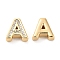 Brass Micro Pave Cubic Zirconia Beads, Cadmium Free & Nickel Free & Lead Free, Real 18K Gold Plated, Letter A, 8x8x3.5mm, Hole: 1.2mm