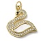 Brass Micro Pave Cubic Zirconia Pendants, Cadmium Free & Lead Free, with Shell, Swan, Real 18K Gold Plated, 20x19x3mm, Hole: 3.4mm