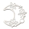 Non-Tarnish 201 Stainless Steel Pendants, Laser Cut, Moon with Flower Charm, Stainless Steel Color, 45.5x43x1mm, Hole: 1.8mm