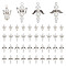 40Pcs 4 Styles Wing Alloy Pendants, with ABS Imitation Pearl Beads, Angel, Antique Silver & Stainless Steel Color, 31~33x18~23x7.5~8mm, Hole: 4mm, 10pcs/style