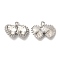 Alloy Pendant, with Glass, Platinum, Lead Free & Cadmium Free, Heart Charm, Clear, 15.5x21x7.5mm, Hole: 1.8mm