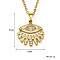 Retro Stainless Steel Clear Cubic Zirconia Eye Pendant Cable Chain Necklaces for Women, Golden
