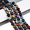 Dyed Natural White Jade Beads Strands, Round, Faceted, Mixed Color, 8mm, Hole: 0.9mm, about 49~50pcs/strand, 37~38cm