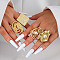 Alloy Finger Rings for Women, with Plastic Pearl, Golden, 17.80mm, 4pcs/set