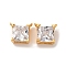 Brass Pave Clear Cubic Zirconia Square Charms, Long-Lasting Plated, Nickel Free, Real 18K Gold Plated, 9.5x10x5mm, Hole: 0.9mm