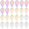 24Pcs 3 Colors 304 Stainless Steel Pendants, Hollow, Leaf, Mixed Color, 30.5x15.5x1.5mm, Hole: 1.4mm, 8pcs/color