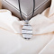 Oval Alloy Pave Natural White Shell Pendant Necklaces, Black Waxed Cord Necklaces for Women, Platinum, White, 17.72~18.9 inch(45~48cm)