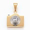 304 Stainless Steel Cubic Zirconia Pendants, Camera, Golden, 19.5x19.5x10mm, Hole: 5x10mm