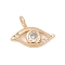 Brass Micro Pave Cubic Zirconia Pendants, Eye, Real 18K Gold Plated, 13.5x16.5x5mm, Hole: 2.5mm