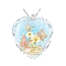Heart Glass Pendant Necklaces, with Platinum Alloy Chains, Light Sky Blue, Pendant: 23x25mm