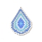Handmade Loom Pattern MIYUKI Seed Beads, Teardrop Pendants, Cornflower Blue, 34.5x25.5x1.5mm, Hole: 0.8mm
