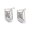 Brass Micro Pave Cubic Zirconia Stud Earring Findings, Cadmium Free & Nickel Free & Lead Free, Rectangle, Real Platinum Plated, 13x8mm, Hole: 1.5mm, Pin: 0.8mm