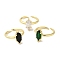Rack Plating Brass Micro Pave Cubic Zirconia Adjustable Rings, Solitaire Ring, Long-Lasting Plated, Lead Free & Cadmium Free, Horse Eye, Mixed Color, Adjustable