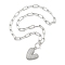 Brass Micro Pave Cubic Zirconia Pendant Necklaces, Heart, Platinum, 20.87 inch(53cm), Pendant: 31x28x7mm.
