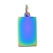 Ion Plating(IP) 304 Stainless Steel Pendants, with Jump Ring, Manual Polishing, Rectangle Charm, Stamping Blank Tag, Rainbow Color, 15x8x1mm, Hole: 3.5mm