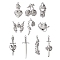 10Pcs 10 Style Halloween Theme Rack Plating Alloy Pendants, Mixed Shapes, Platinum, 22.5~50.5x11~28x4~7mm, Hole: 1.8~2mm, 1pc/style