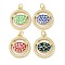 Brass Micro Pave Clear Cubic Zirconia Pendants, Cadmium Free & Lead Free, with Enamel, Shell and Jump Ring, Real 18K Gold Plated, Flat Round with Bear, Mixed Color, 20.5x18x3.2mm, Hole: 3.6mm